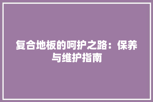 复合地板的呵护之路：保养与维护指南 现代风格装饰