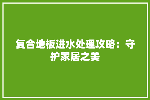 复合地板进水处理攻略：守护家居之美