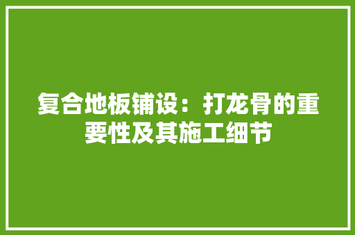复合地板铺设：打龙骨的重要性及其施工细节 现代风格装饰