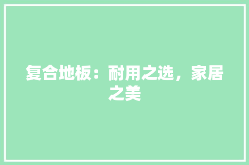复合地板：耐用之选，家居之美 现代风格装饰