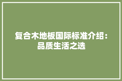 复合木地板国际标准介绍：品质生活之选 现代风格装饰