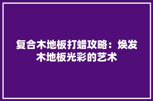 复合木地板打蜡攻略：焕发木地板光彩的艺术 现代风格装饰