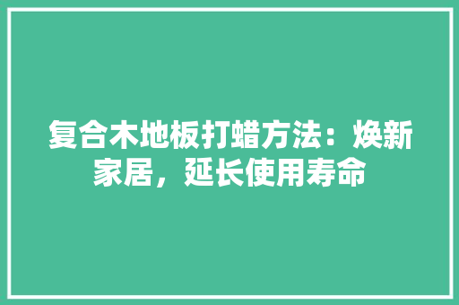复合木地板打蜡方法：焕新家居，延长使用寿命 现代风格装饰