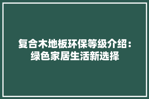 复合木地板环保等级介绍：绿色家居生活新选择 现代风格装饰