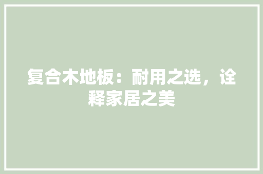 复合木地板：耐用之选，诠释家居之美 现代风格装饰