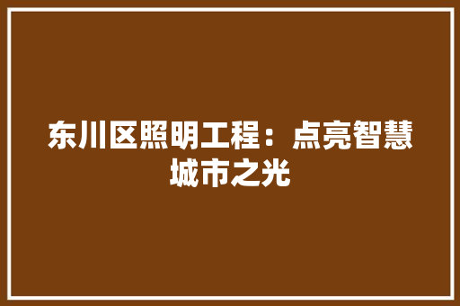东川区照明工程：点亮智慧城市之光 家居装修