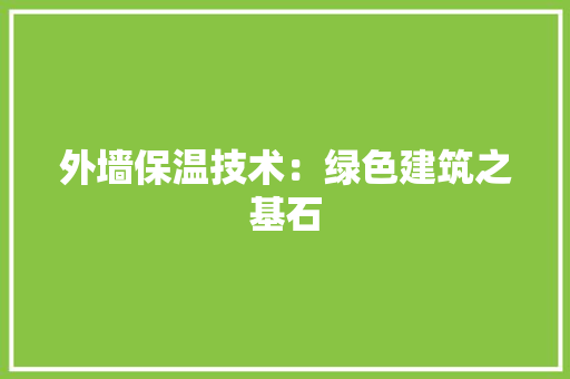 外墙保温技术：绿色建筑之基石 现代风格装饰