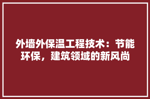外墙外保温工程技术：节能环保，建筑领域的新风尚 现代风格装饰