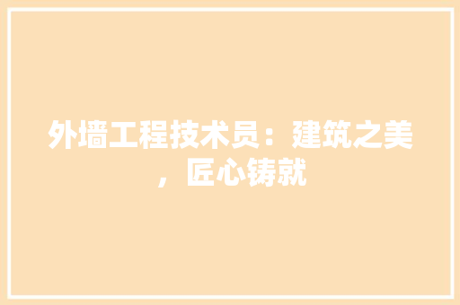 外墙工程技术员：建筑之美，匠心铸就 现代风格装饰