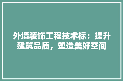 外墙装饰工程技术标：提升建筑品质，塑造美好空间 现代风格装饰