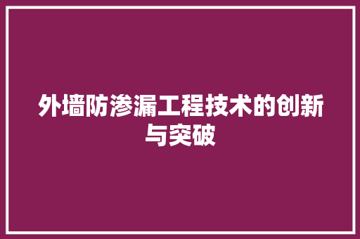 外墙防渗漏工程技术的创新与突破 现代风格装饰