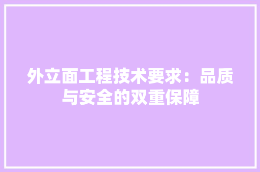 外立面工程技术要求：品质与安全的双重保障 现代风格装饰