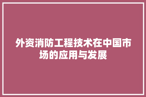 外资消防工程技术在中国市场的应用与发展 现代风格装饰