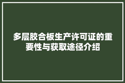 多层胶合板生产许可证的重要性与获取途径介绍 现代风格装饰
