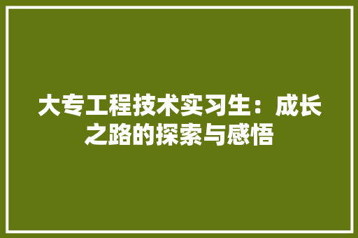 大专工程技术实习生：成长之路的探索与感悟