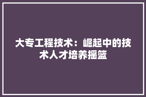 大专工程技术：崛起中的技术人才培养摇篮 现代风格装饰