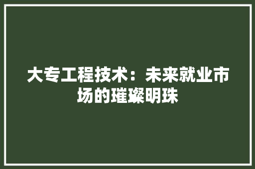 大专工程技术：未来就业市场的璀璨明珠 现代风格装饰