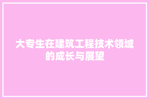 大专生在建筑工程技术领域的成长与展望 现代风格装饰