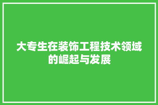 大专生在装饰工程技术领域的崛起与发展 现代风格装饰