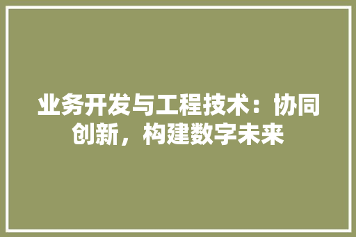 业务开发与工程技术：协同创新，构建数字未来 家居装修