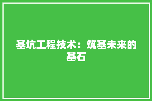 基坑工程技术：筑基未来的基石 现代风格装饰
