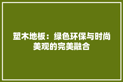 塑木地板：绿色环保与时尚美观的完美融合 现代风格装饰