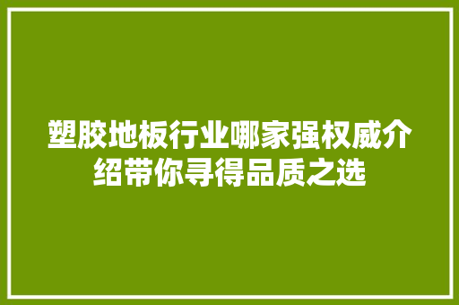 塑胶地板行业哪家强权威介绍带你寻得品质之选 现代风格装饰