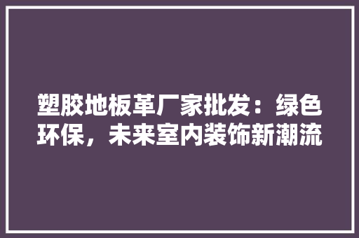 塑胶地板革厂家批发：绿色环保，未来室内装饰新潮流 现代风格装饰