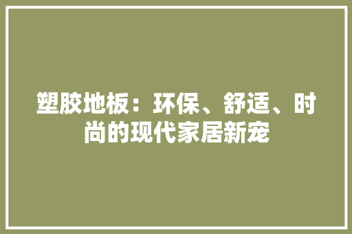 塑胶地板：环保、舒适、时尚的现代家居新宠 现代风格装饰