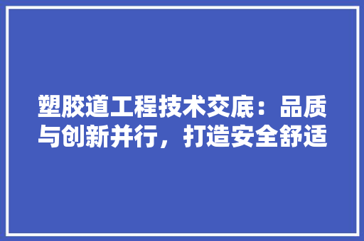 塑胶道工程技术交底：品质与创新并行，打造安全舒适的运动空间 现代风格装饰