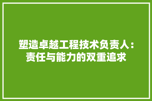塑造卓越工程技术负责人：责任与能力的双重追求 现代风格装饰