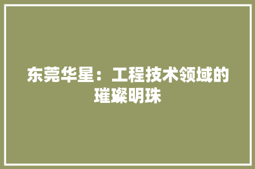 东莞华星：工程技术领域的璀璨明珠 家居装修