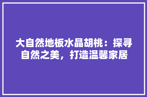 大自然地板水晶胡桃：探寻自然之美，打造温馨家居 现代风格装饰