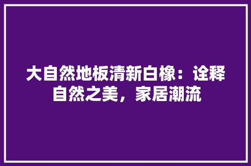 大自然地板清新白橡：诠释自然之美，家居潮流 现代风格装饰