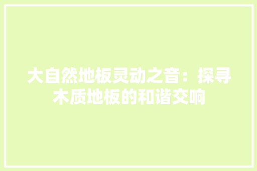 大自然地板灵动之音：探寻木质地板的和谐交响 现代风格装饰