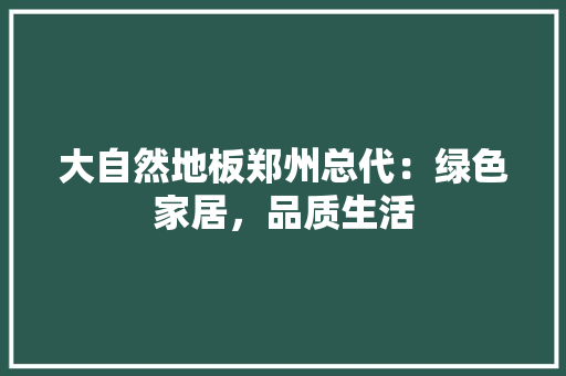 大自然地板郑州总代：绿色家居，品质生活 现代风格装饰