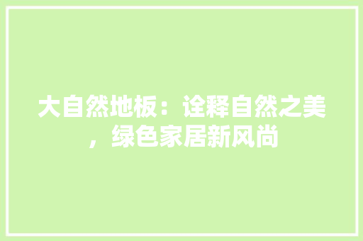 大自然地板：诠释自然之美，绿色家居新风尚 现代风格装饰