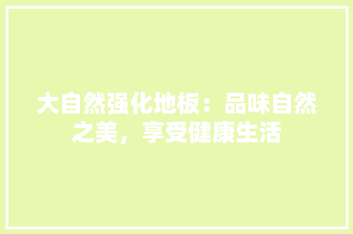 大自然强化地板：品味自然之美，享受健康生活 现代风格装饰