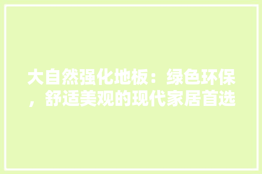大自然强化地板：绿色环保，舒适美观的现代家居首选 现代风格装饰