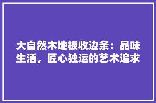大自然木地板收边条：品味生活，匠心独运的艺术追求 现代风格装饰