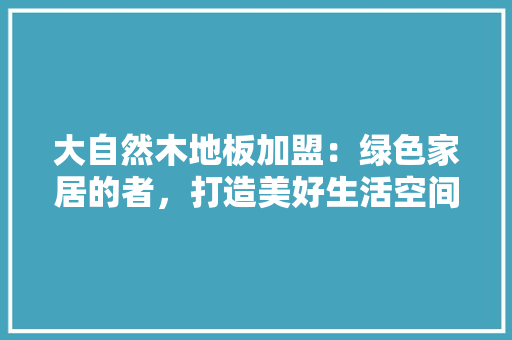 大自然木地板加盟：绿色家居的者，打造美好生活空间 现代风格装饰