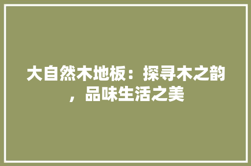 大自然木地板：探寻木之韵，品味生活之美 现代风格装饰
