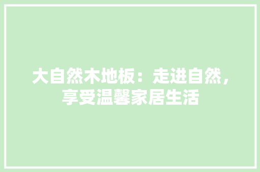 大自然木地板：走进自然，享受温馨家居生活 现代风格装饰