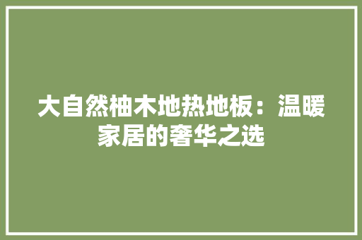 大自然柚木地热地板：温暖家居的奢华之选 现代风格装饰