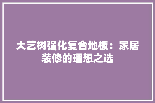 大艺树强化复合地板：家居装修的理想之选 现代风格装饰