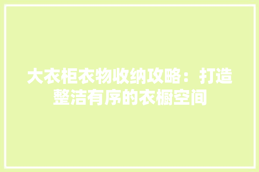 大衣柜衣物收纳攻略：打造整洁有序的衣橱空间 现代风格装饰