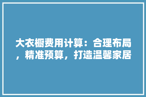 大衣橱费用计算：合理布局，精准预算，打造温馨家居空间 现代风格装饰