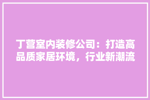 丁营室内装修公司：打造高品质家居环境，行业新潮流