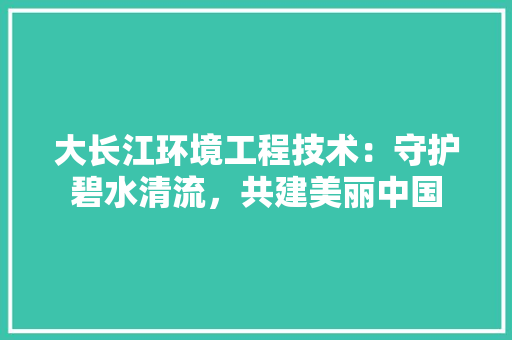 大长江环境工程技术：守护碧水清流，共建美丽中国 现代风格装饰