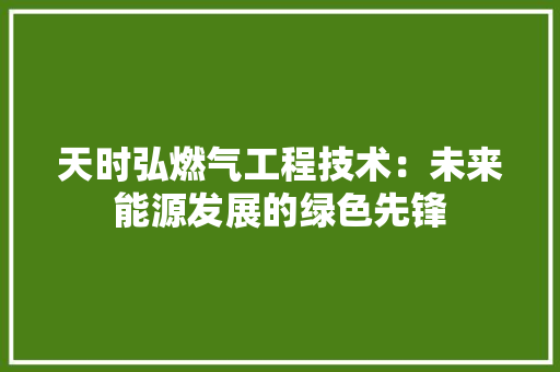 天时弘燃气工程技术：未来能源发展的绿色先锋 现代风格装饰